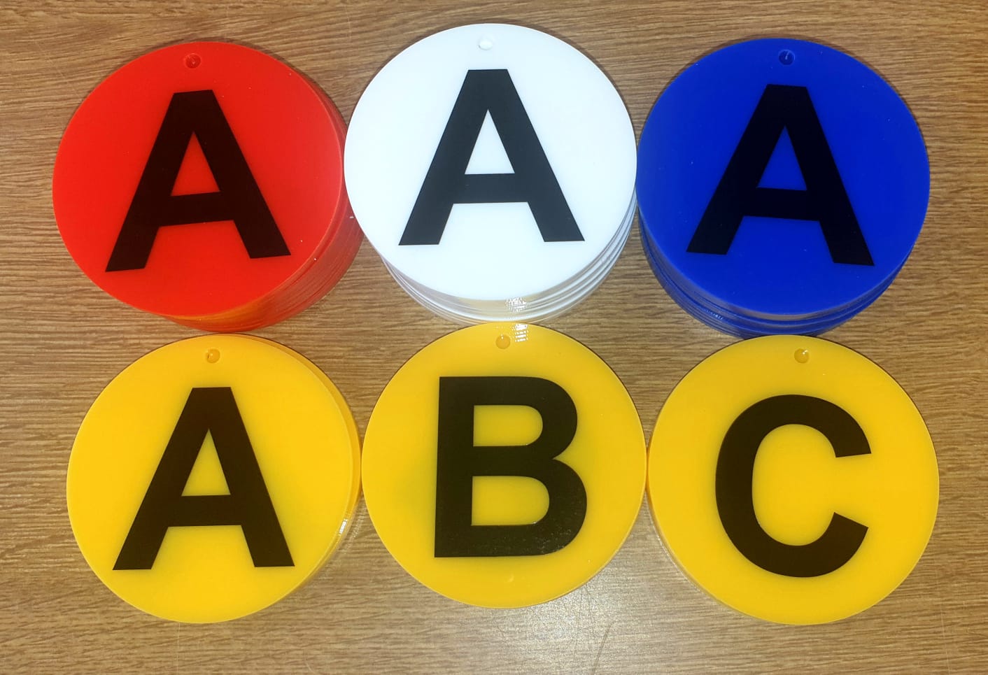 lettered plastic discs