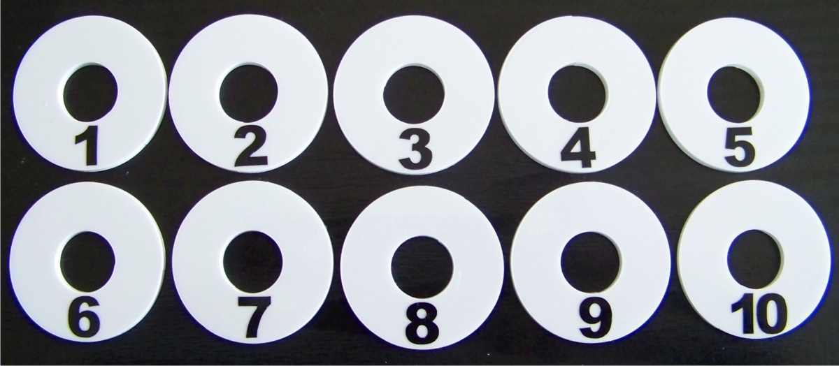 numbered plastic discs